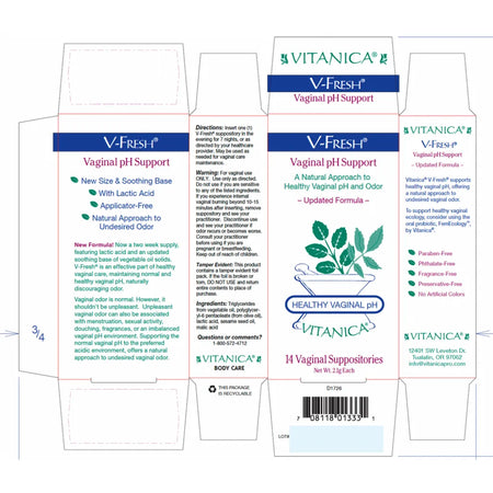 V- Fresh, Vaginal pH Support Suppositories