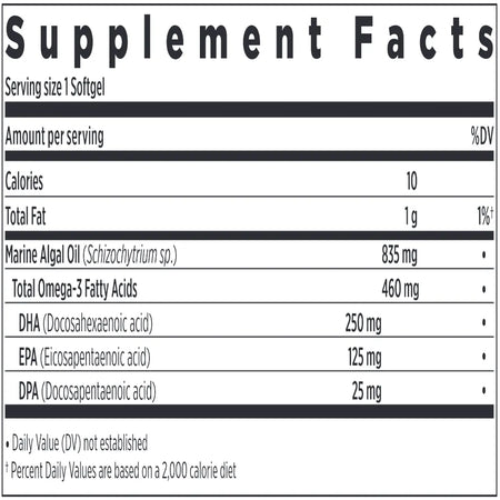 Ingredients of Vegan Omega 3 Complex  dietary supplement - omega-3 fatty acids, marine algal oil