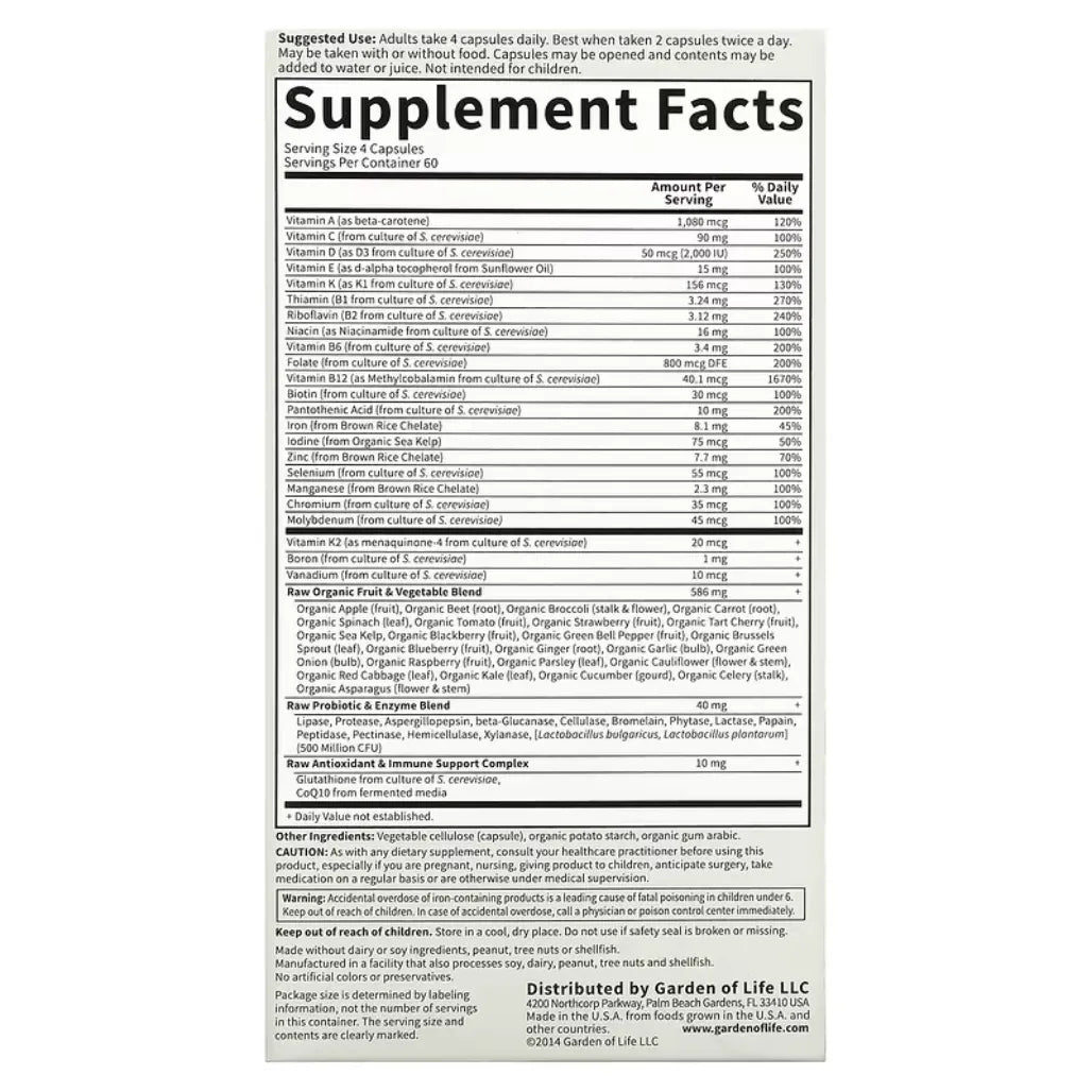Vitamin Code Women's Multi 240 vegcaps Garden of life