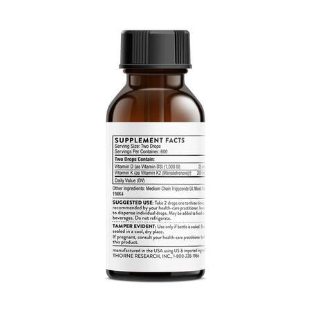 Thorne Vitamin K2 Liquid 1 oz supplement facts