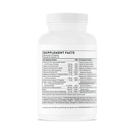 Thorne Women's Multi 50+ without CU FE 180 caps supplement facts
