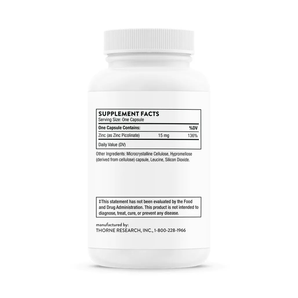 Thorne Zinc Picolinate 15 mg 60 caps supplement facts