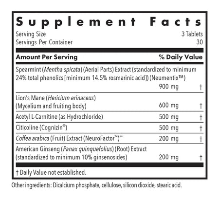 Allergy Research Group Advanced NeuroPlus vegtabs label