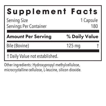 Allergy Research Group Ox Bile 125 mg - 180 Vegcaps