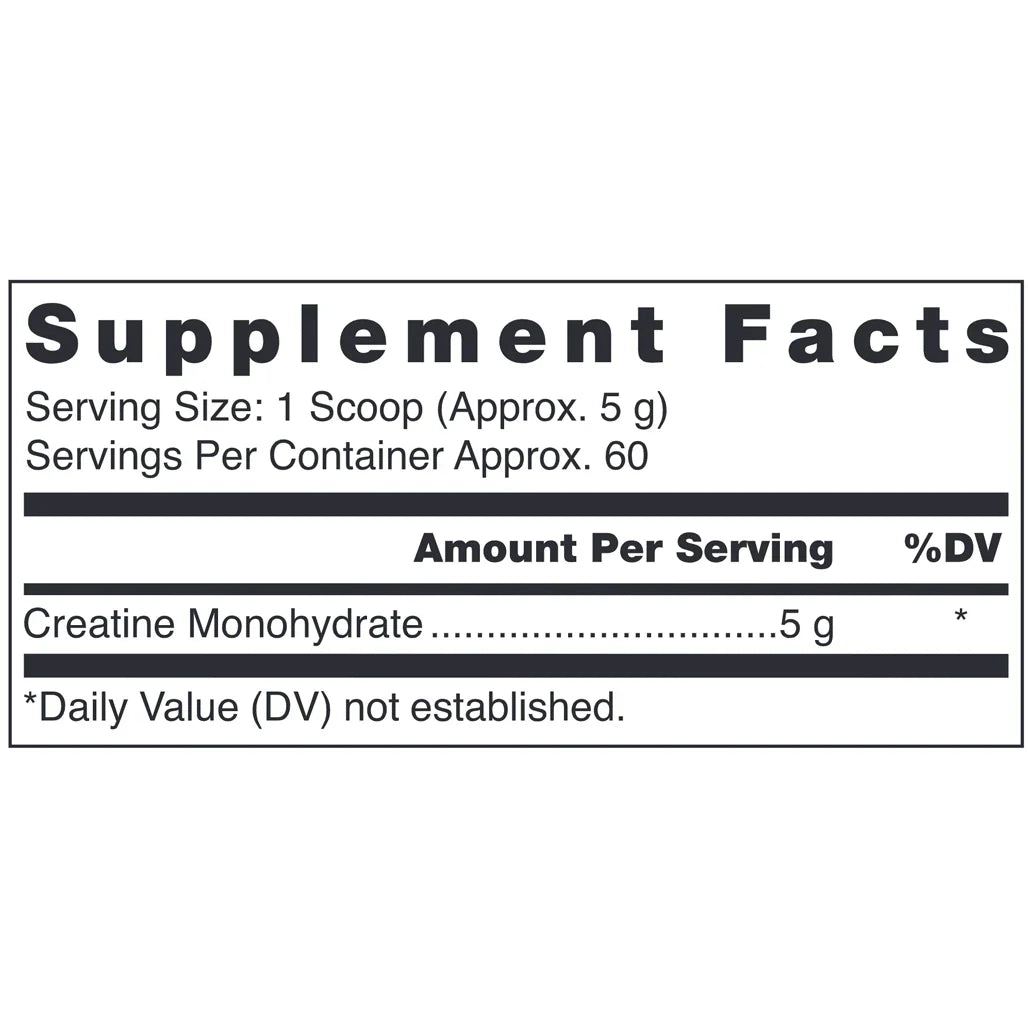 Klean Creatine Nutrition Facts Label Showing Creatine Monohydrate 5g Per Scoop and Supplement Details