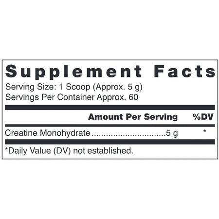 Klean Creatine Nutrition Facts Label Showing Creatine Monohydrate 5g Per Scoop and Supplement Details
