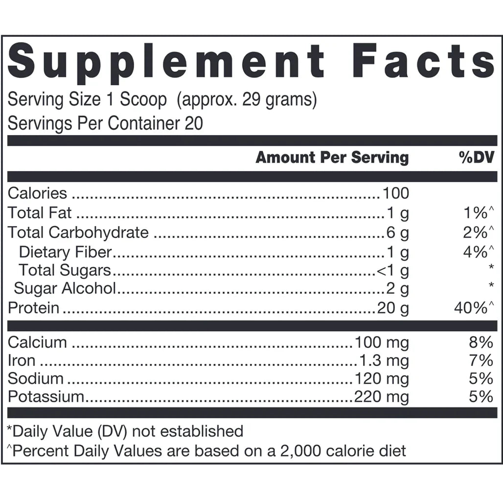 Klean Isolate Natural Chocolate Nutrition Facts Label Showing Whey Protein Isolate Ingredients and Macronutrient Details