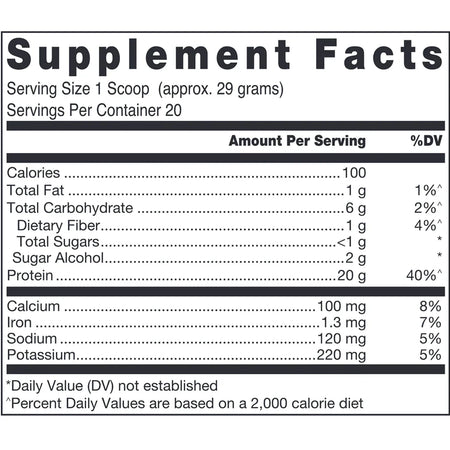 Klean Isolate Natural Chocolate Nutrition Facts Label Showing Whey Protein Isolate Ingredients and Macronutrient Details