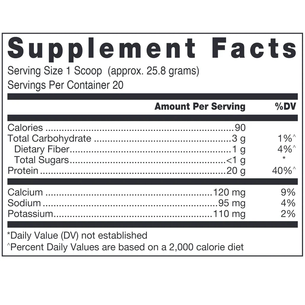 Klean Isolate Natural Vanilla Nutrition Facts Label Showing Whey Protein Isolate Ingredients and Macronutrient Details