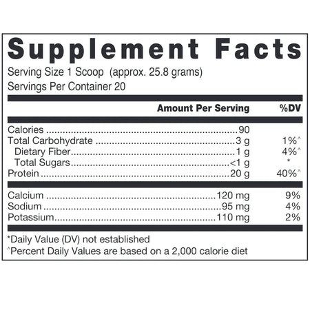 Klean Isolate Natural Vanilla Nutrition Facts Label Showing Whey Protein Isolate Ingredients and Macronutrient Details