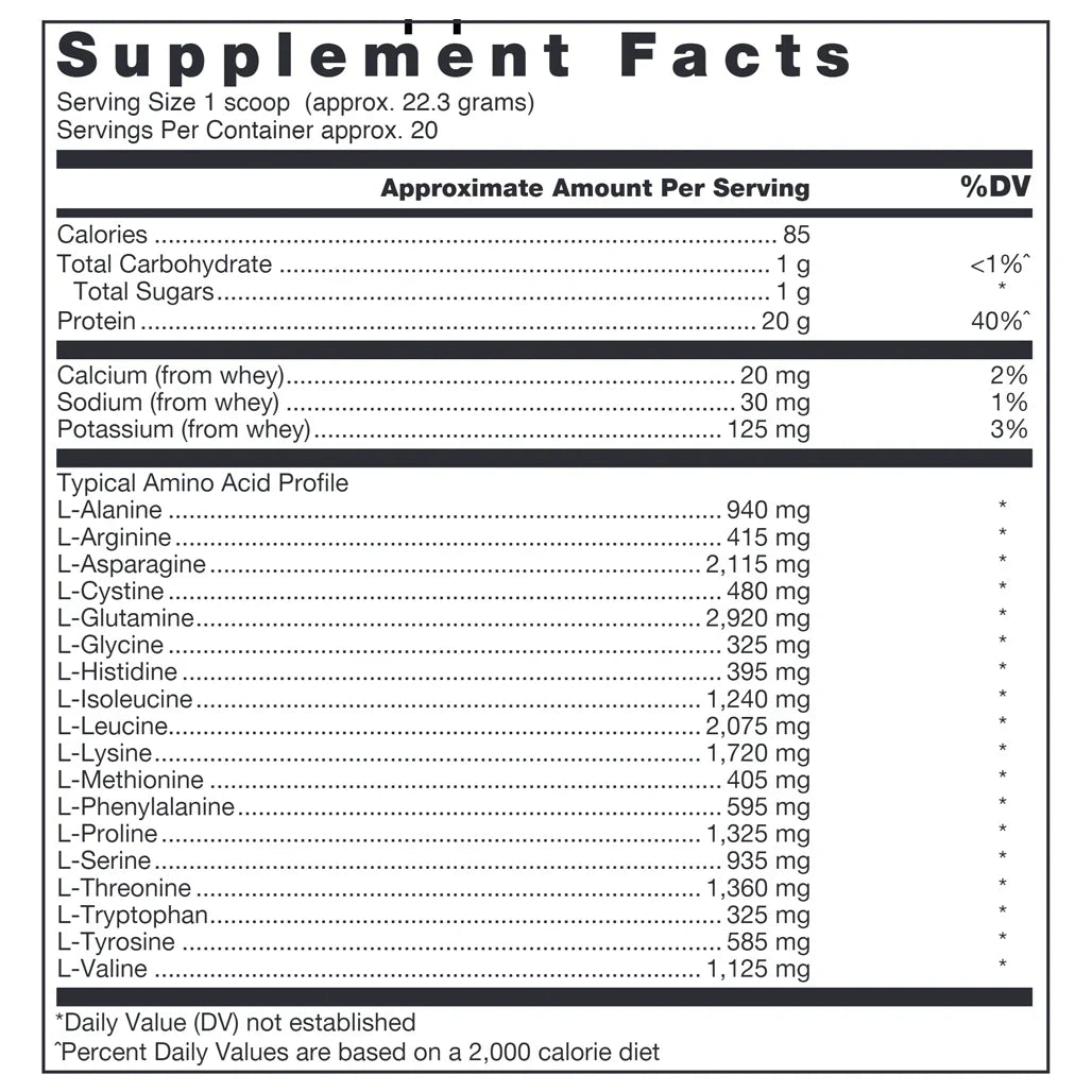 Klean Isolate Nutrition Facts Label Showing Whey Protein Isolate Protein Content and Ingredient Details