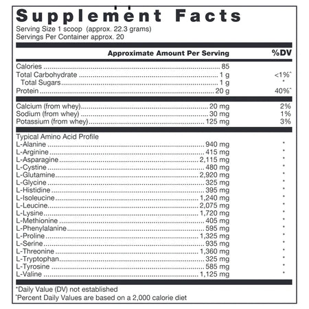 Klean Isolate Nutrition Facts Label Showing Whey Protein Isolate Protein Content and Ingredient Details