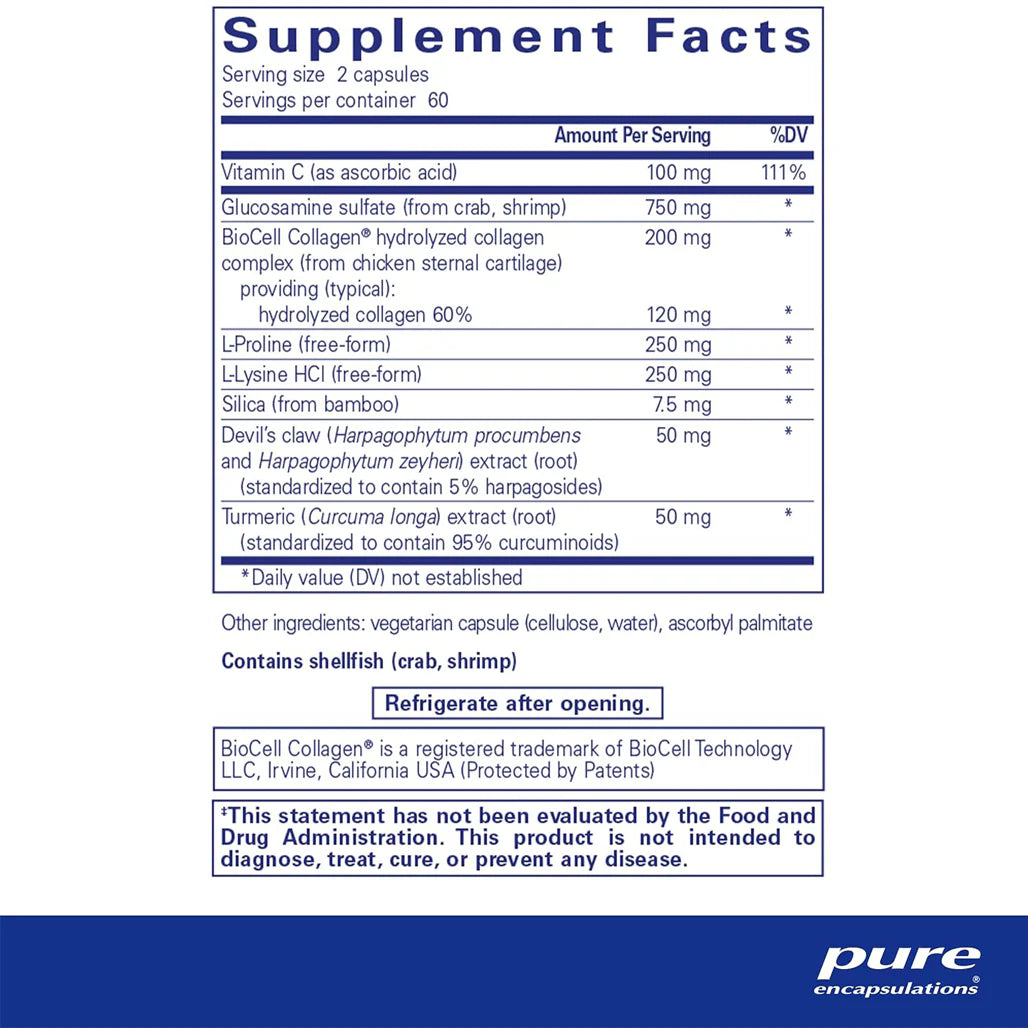 Pure Encapsulations Ligament Restore Dietary Supplement Ingredients