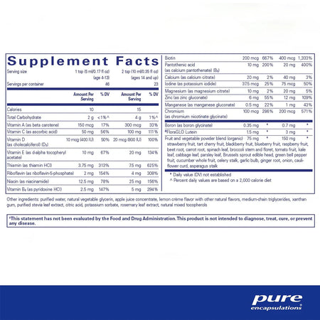 Pure Encapsulations LiquiNutrients supplements facts