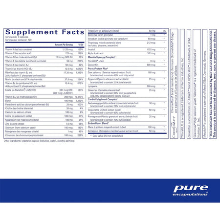 Ingredients of Pure Encapsulations Men's Nutrients supplements