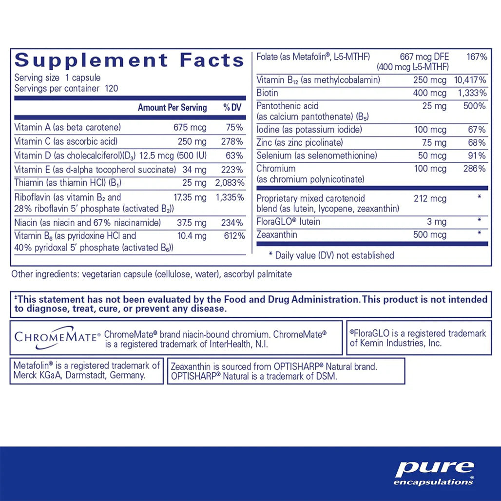 pure encapsulations multi t/d supplement ingredients