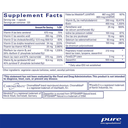 pure encapsulations multi t/d supplement ingredients