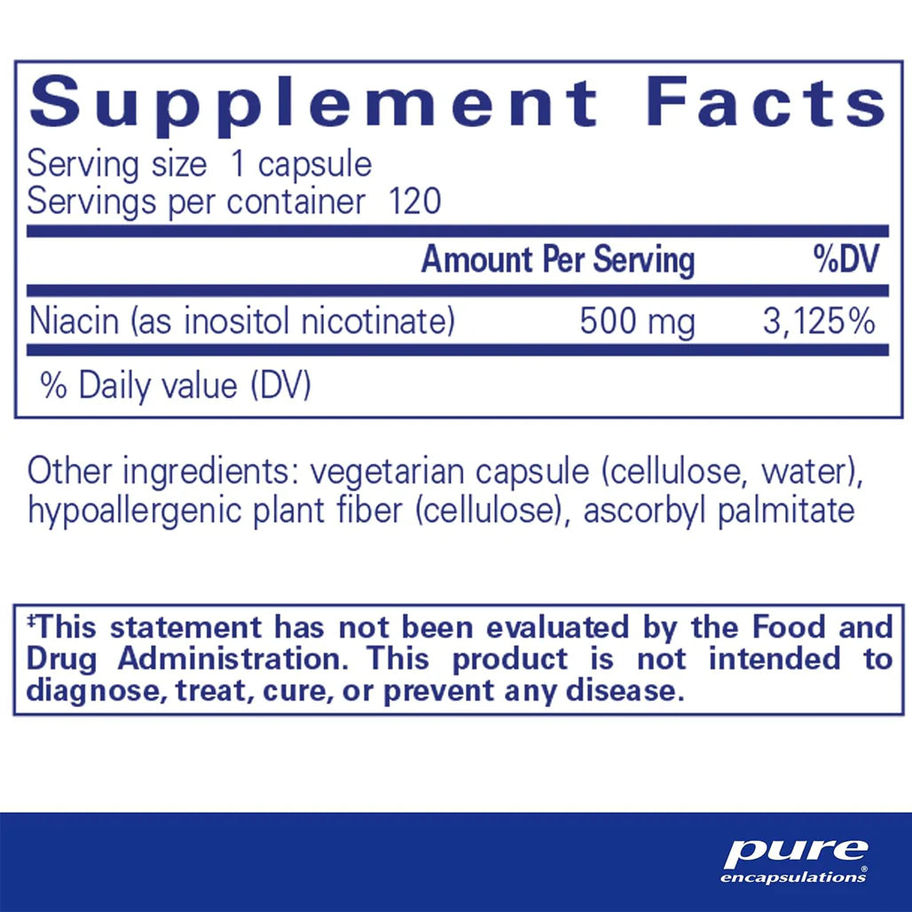 Pure Encapsulations Niacitol 500mg supplements facts