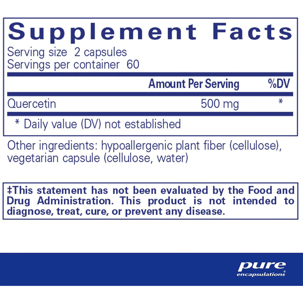 Pure Encapsulations Quercetin 250 mg supplements facts