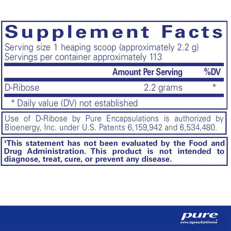 Pure Encapsulations Ribose supplements facts