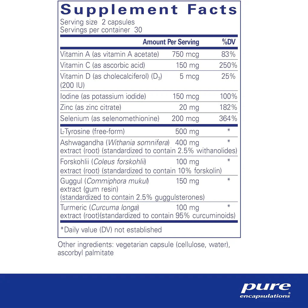 Pure Encapsulations Thyroid Support Complex supplements facts