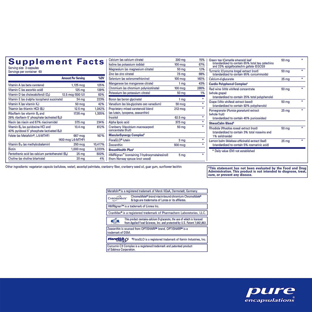 Pure Encapsulations Women's Nutrients supplements facts