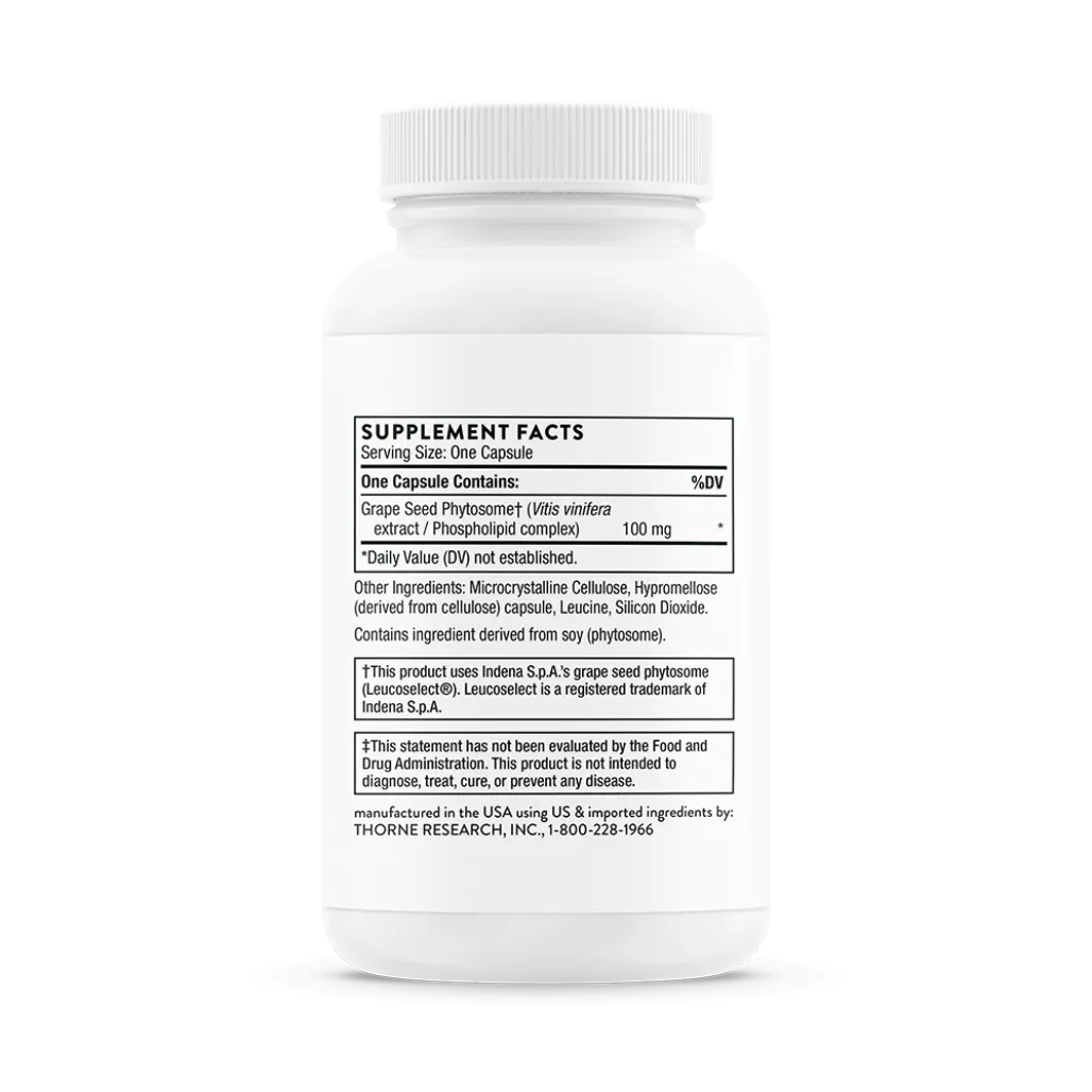 Thorne Grape Seed Extract 60 caps supplement facts